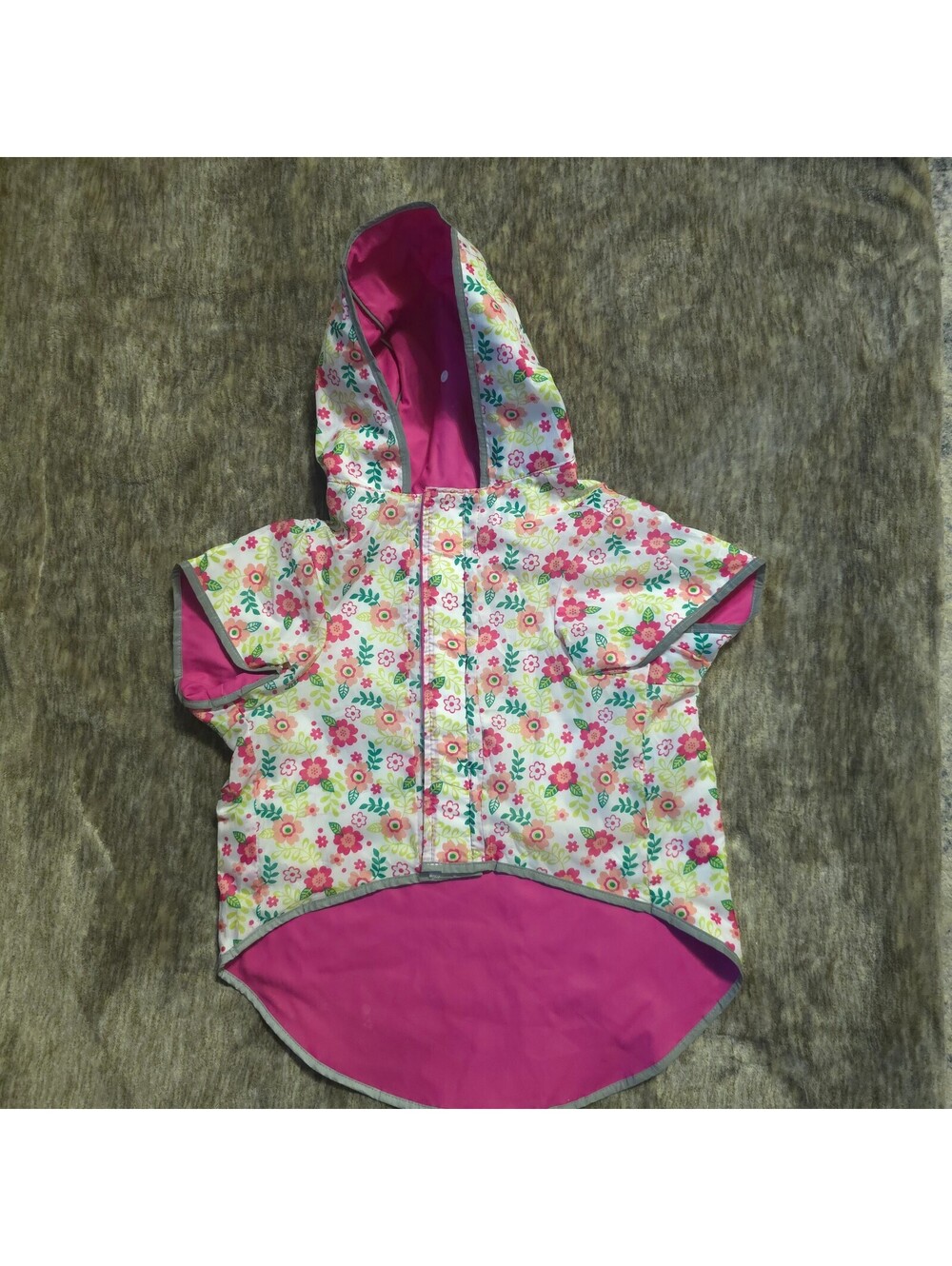 Good2Go Floral Print Dog Raincoat with Hood, Pink and White